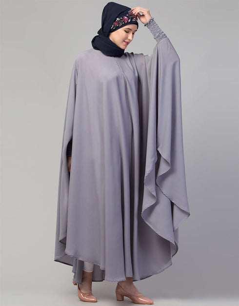 Modest smoking at sleeve Causal Daily Wear Irani kaftan In the Shade of  Grey
